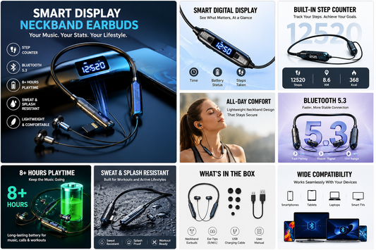 Neckband Earbuds with Step Counter
